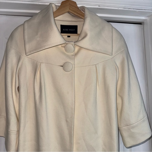 Nine West Swing Coat Wool 3/4 Sleeve Ivory 4 Rare Ad or Photoshoot Sample! White - Picture 2 of 7
